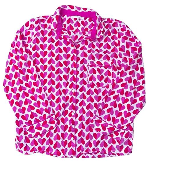 VICTORIA’S SECRET Heart Print Long Sleeve Button Up Shirt Size Medium - Picture 1 of 4